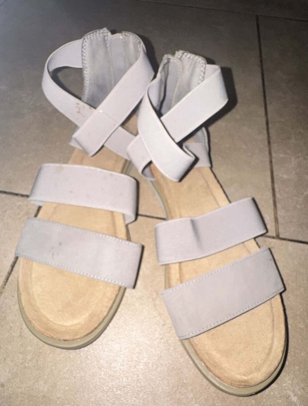 Croft & Barrow Elastic Wedge Sandals Grey